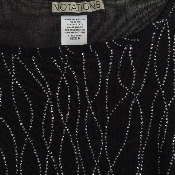 Notations Black Rhinestone Embellished Top - Picture 2 of 4